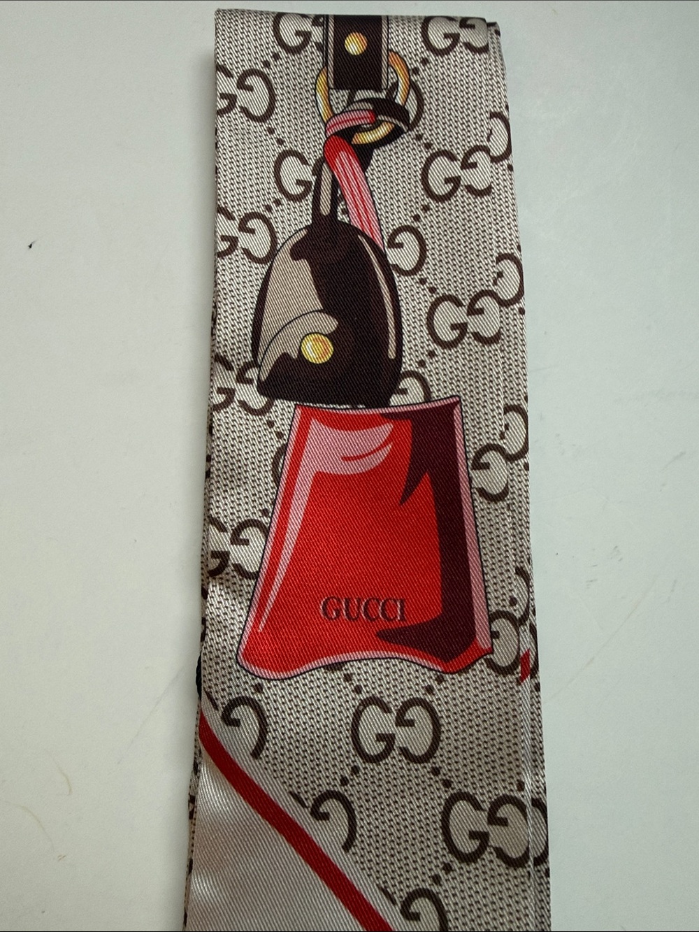 Beige Brown Monogram Twilly with Red/Green Bag Motif - Picture 6 of 14